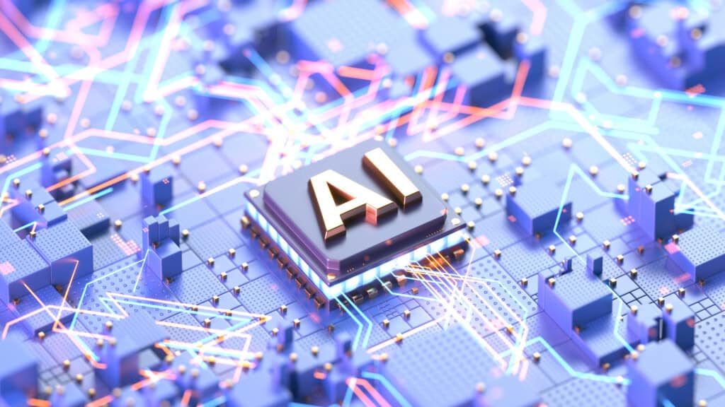 Artificial Intelligence Processor On Futuristic Circuit Board